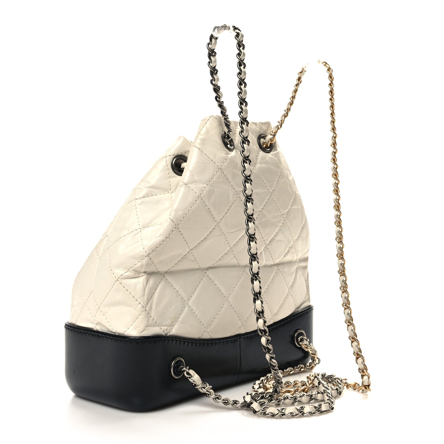 Aged Calfskin Quilted Small Gabrielle Backpack Black White