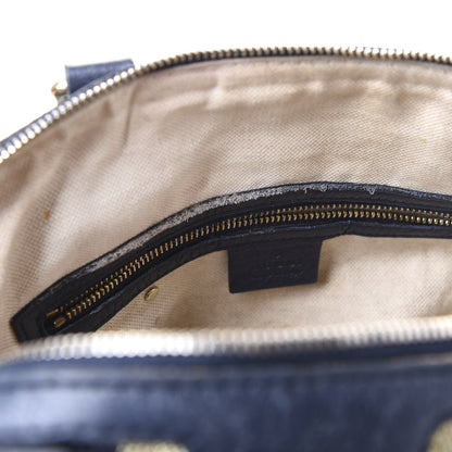 Gucci Calfskin Vintage Web Medium Boston Navy 14 of 16