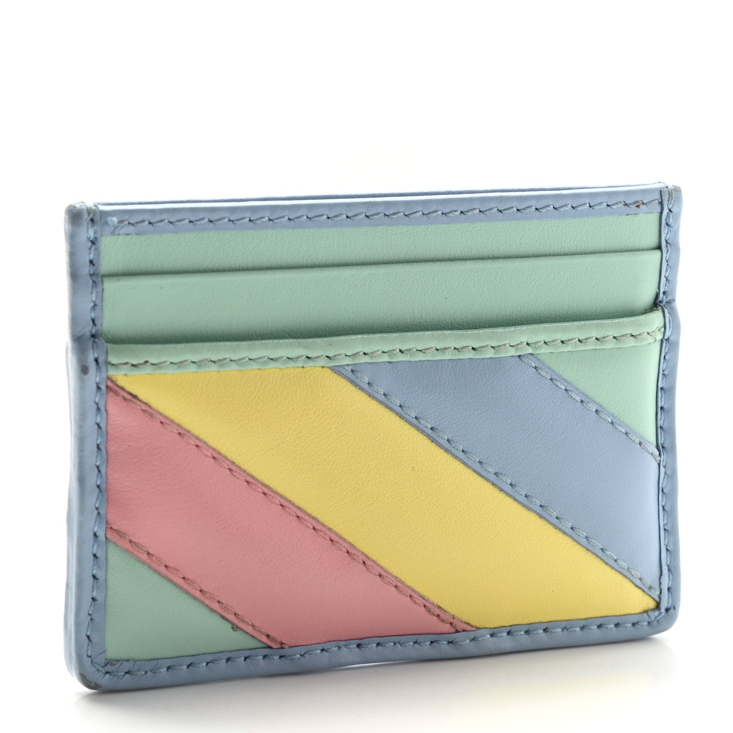 Gucci Calfskin Matelasse Diagonal GG Marmont Card Holder Wallet Multicolor Pastel 2 of 5
