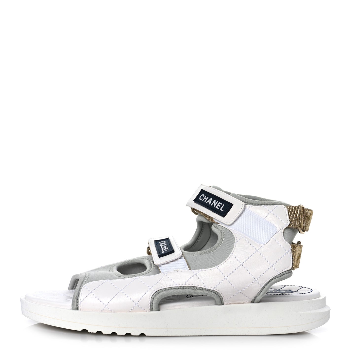Goatskin Fabric Gladiator Sandals 40.5 White Light Grey Navy Blue