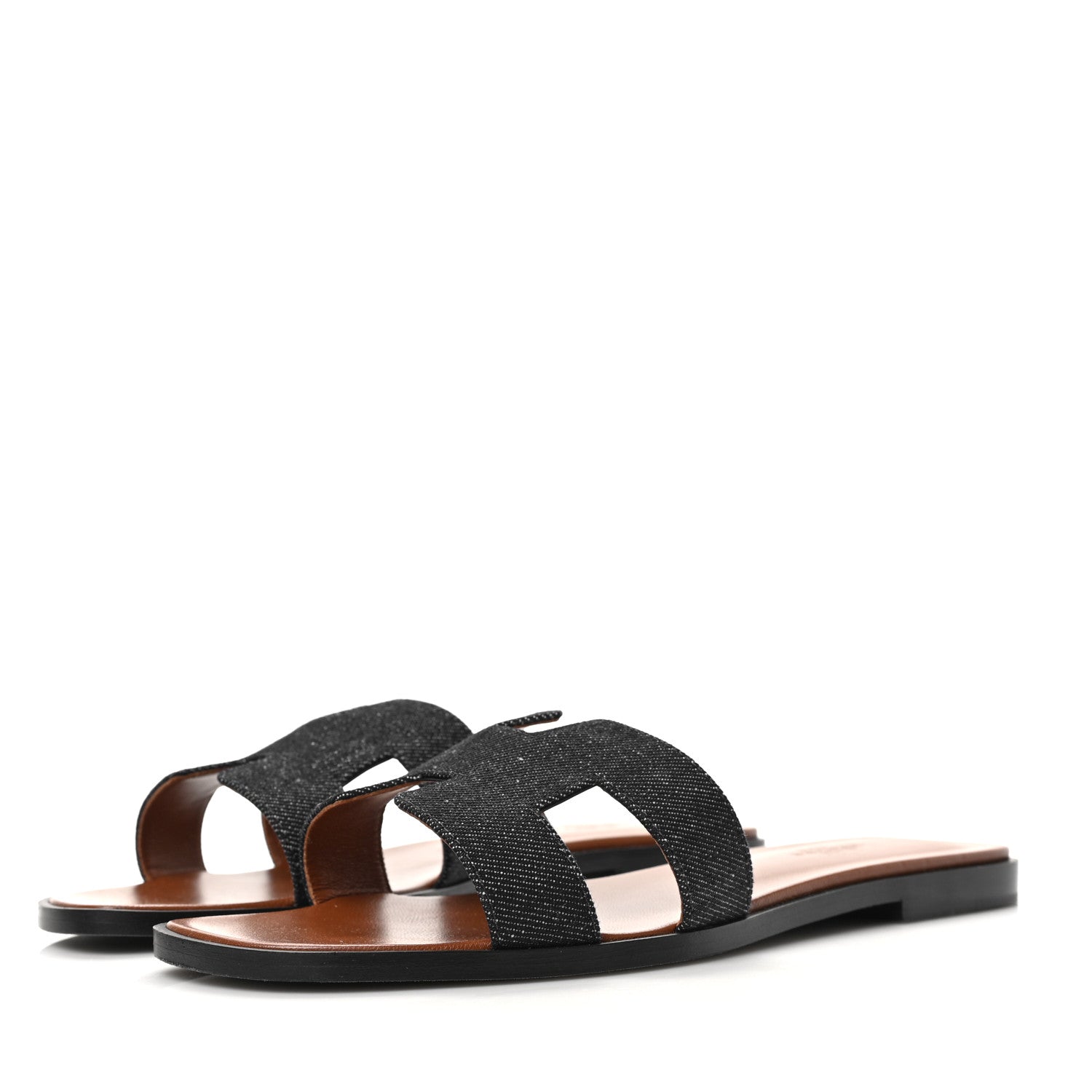 Hermes Denim Canvas Oran Sandals 39.5 Bleu Brut 3 of 9
