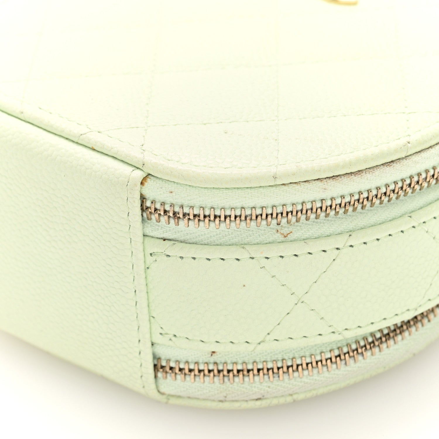 Chanel Caviar Quilted Round Handle With Care Vanity With Chain Light Green 10 of 11