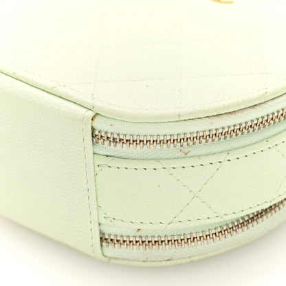 Chanel Caviar Quilted Round Handle With Care Vanity With Chain Light Green 10 of 11