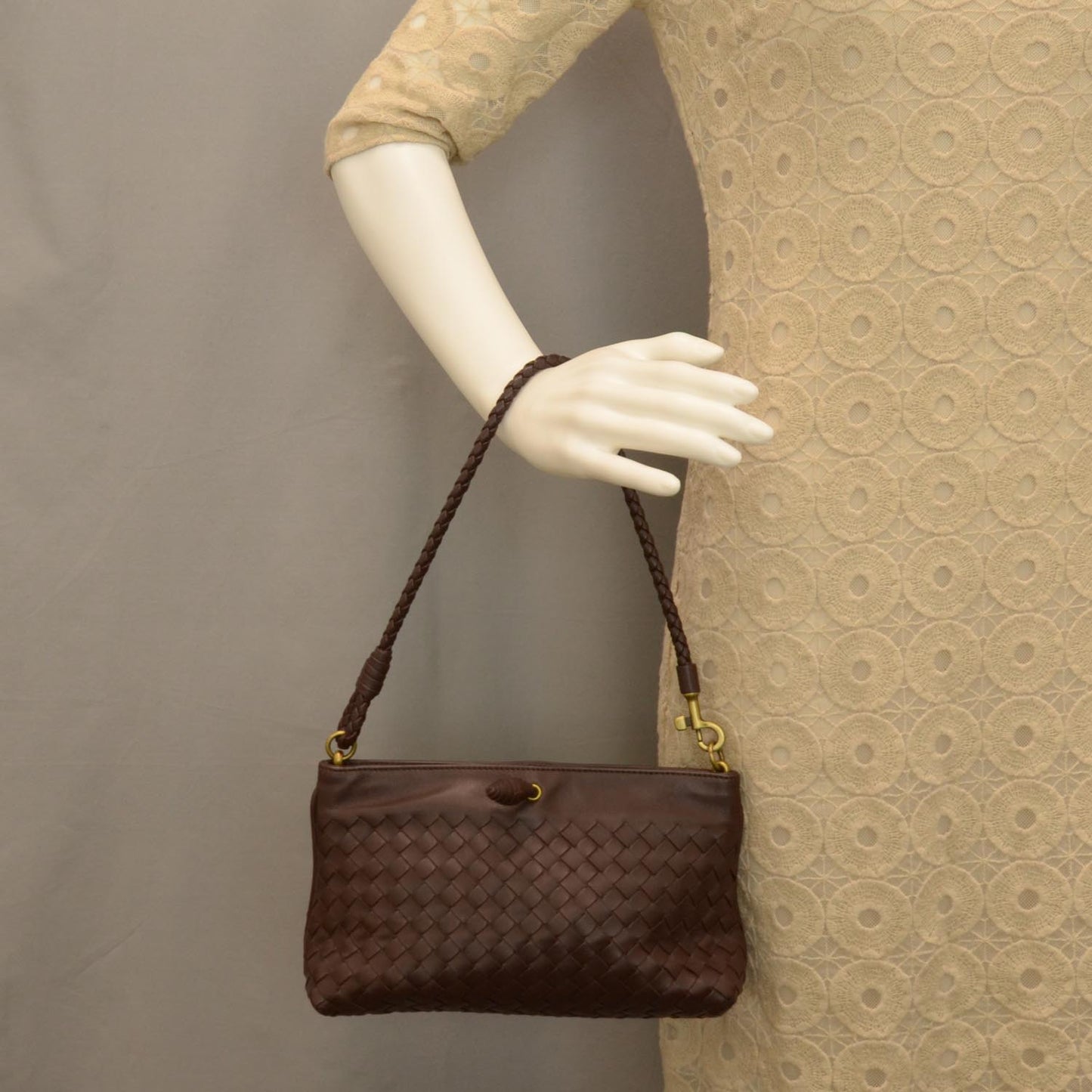 Nappa Intrecciato Mini Shoulder Bag Ebano