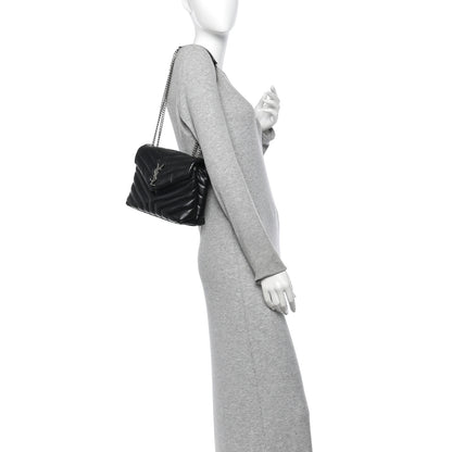 Saint Laurent Calfskin Y Quilted Monogram Small Loulou Chain Satchel Black 2 of 11