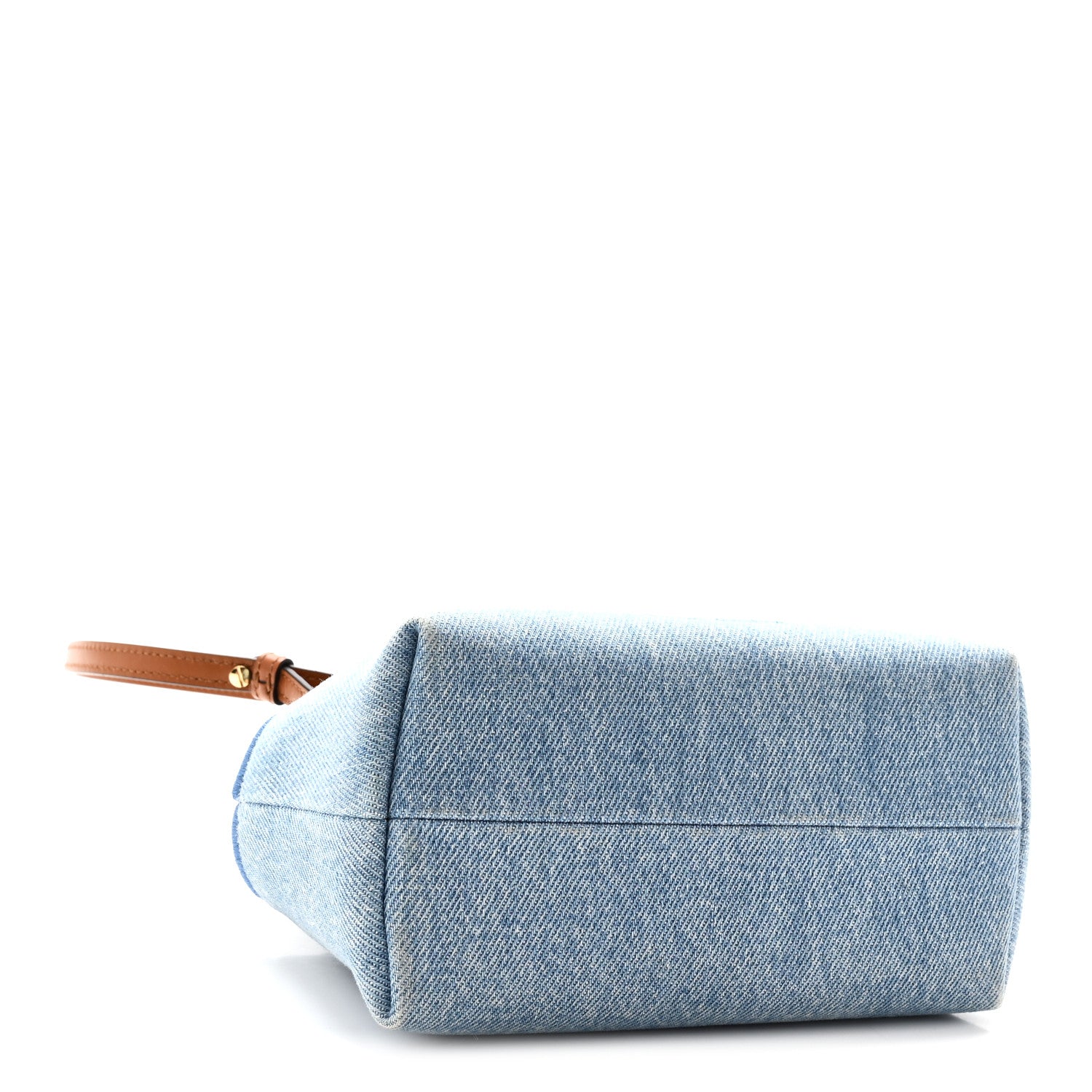 Fendi Denim Vitello King Plexiglass Logo Embroidered Mini By The Way Top Handle Boston Bag Denim Cuoio 4 of 10