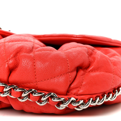 Chanel Washed Lambskin Quilted Medium Chain Around Messenger Red 10 of 10
