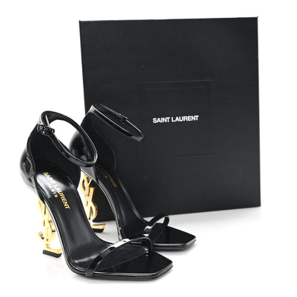 Saint Laurent Patent Calfskin Opyum 110 Sandals 36 Black Gold 10 of 10