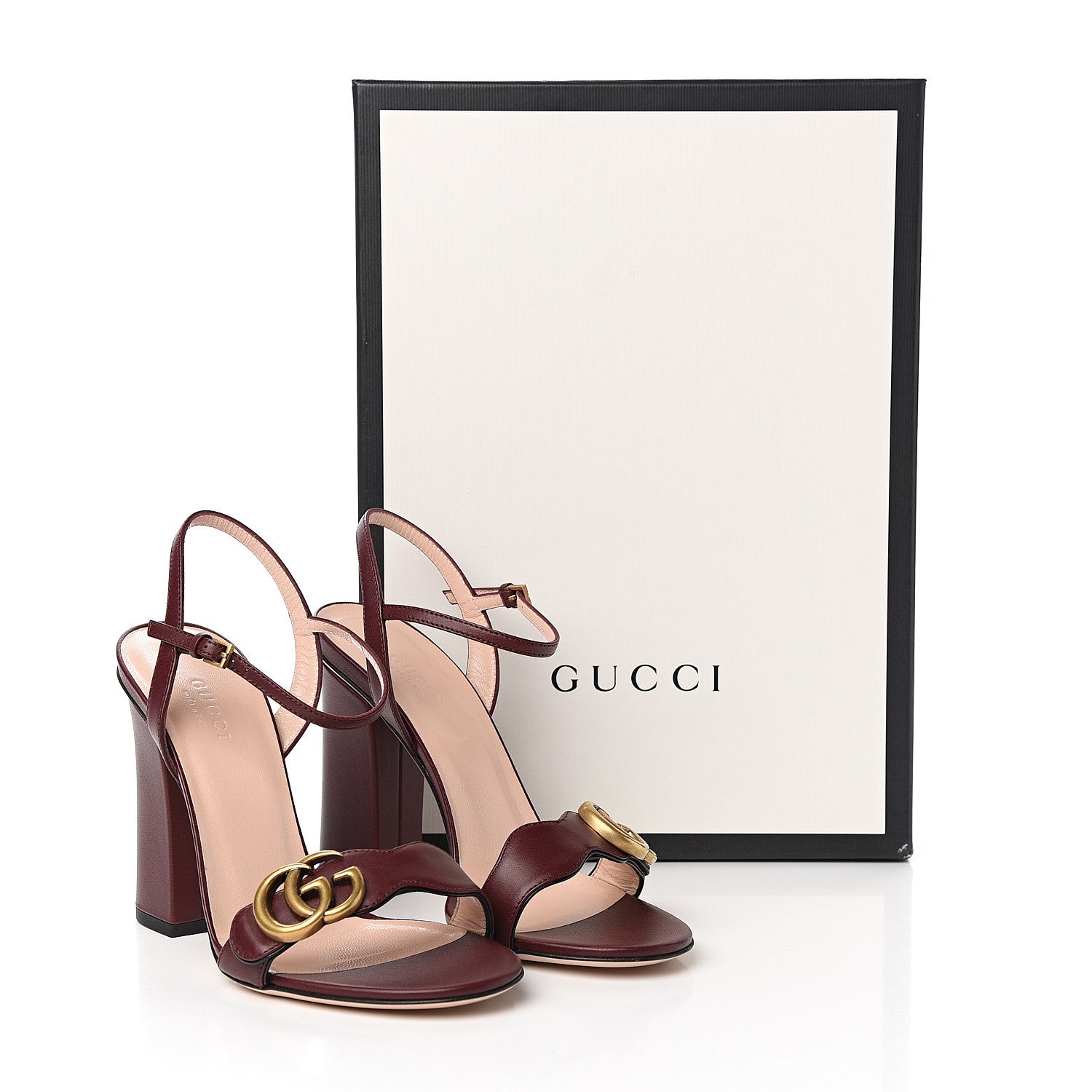 Gucci Lifford Calfskin GG Marmont Ankle Wrap 105mm Sandals 36.5 Vintage Bordeaux 8 of 8