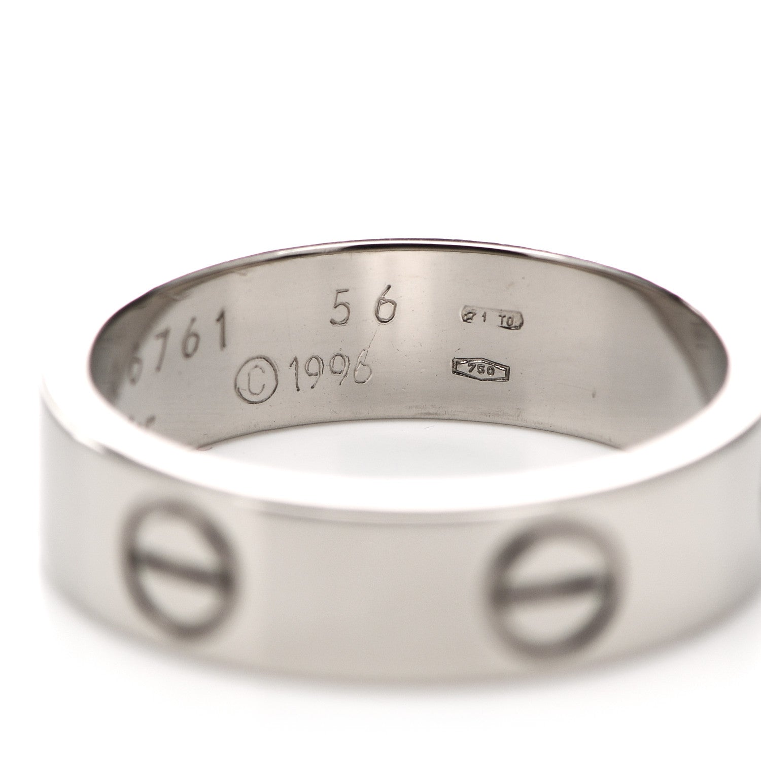 Cartier 18K White Gold 5.5mm LOVE Ring 56 7.5 5 of 5