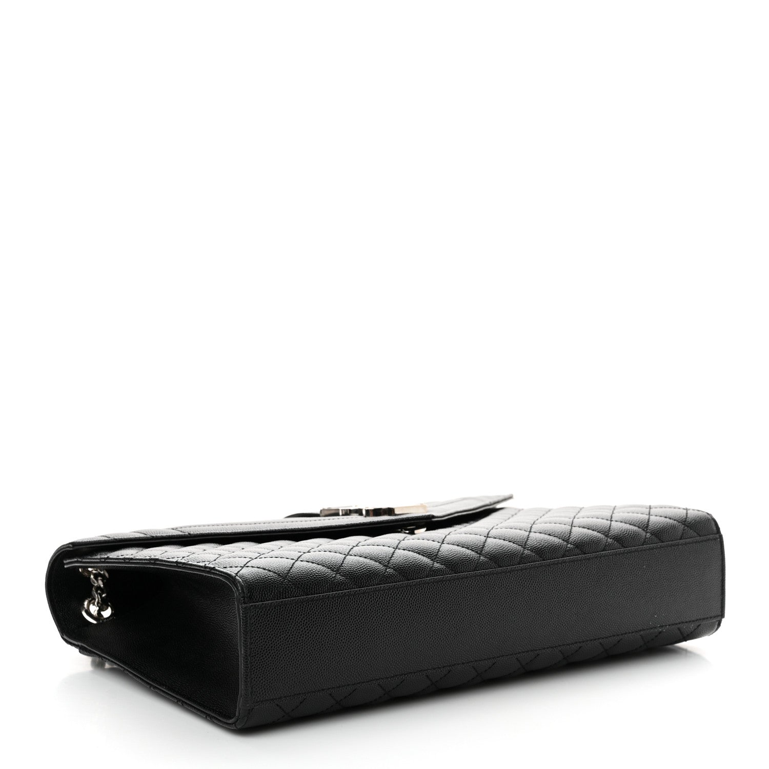 Saint Laurent Grain De Poudre Textured Mixed Matelasse Large Triquilt Monogram Satchel Black 4 of 12