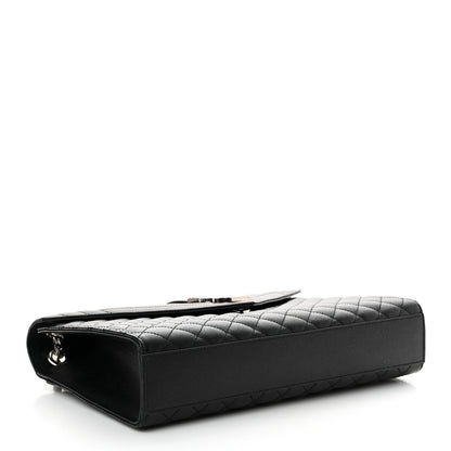 Saint Laurent Grain De Poudre Textured Mixed Matelasse Large Triquilt Monogram Satchel Black 4 of 12