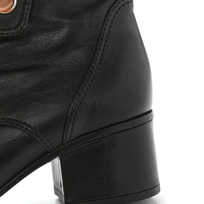 Chanel Calfskin Patent Cap Toe CC Lace Up Boots 40 Black 16 of 16