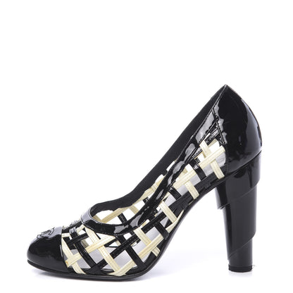 Chanel Patent CC Heel 36.5 Black White 1 of 10