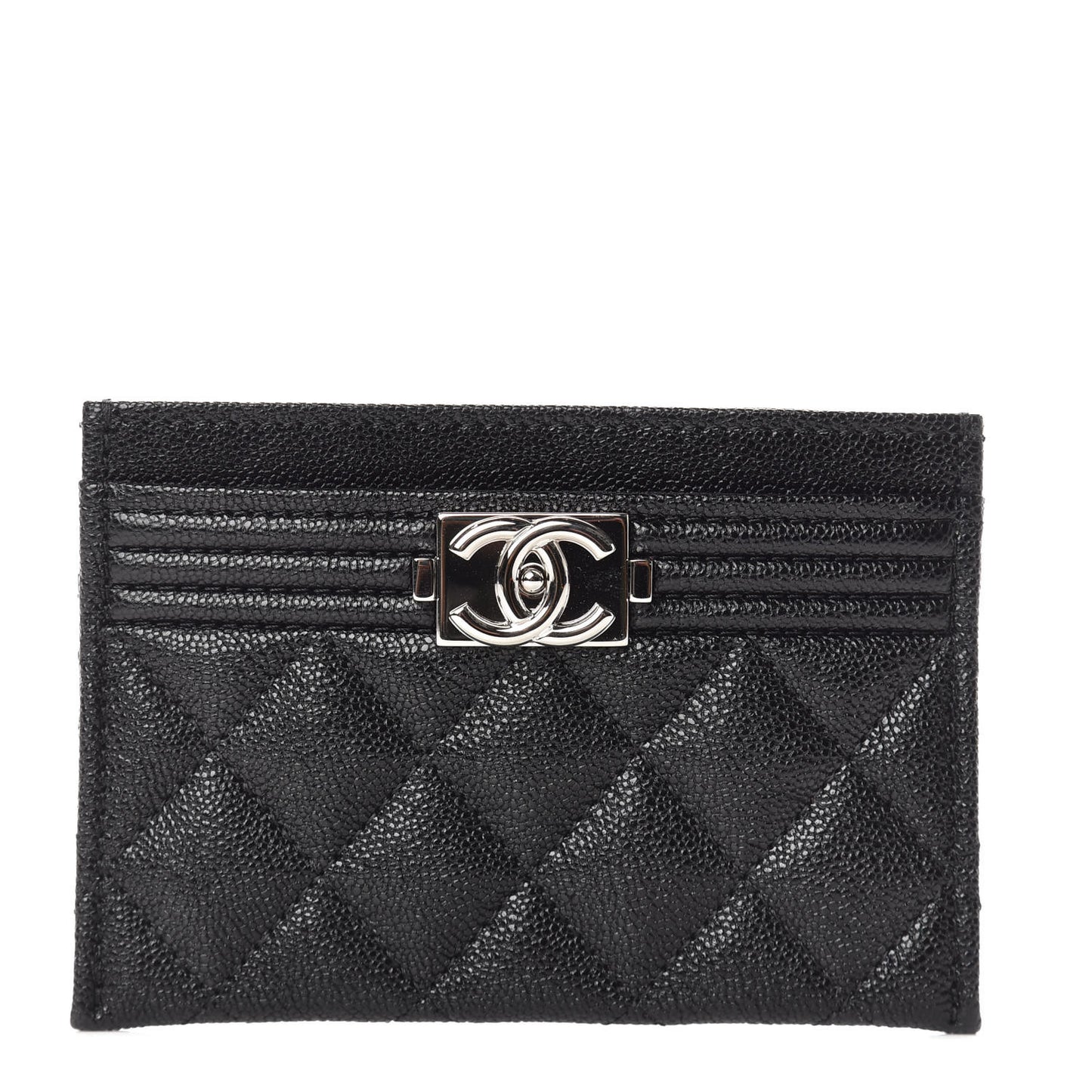 Caviar Quilted Boy Card Holder Black