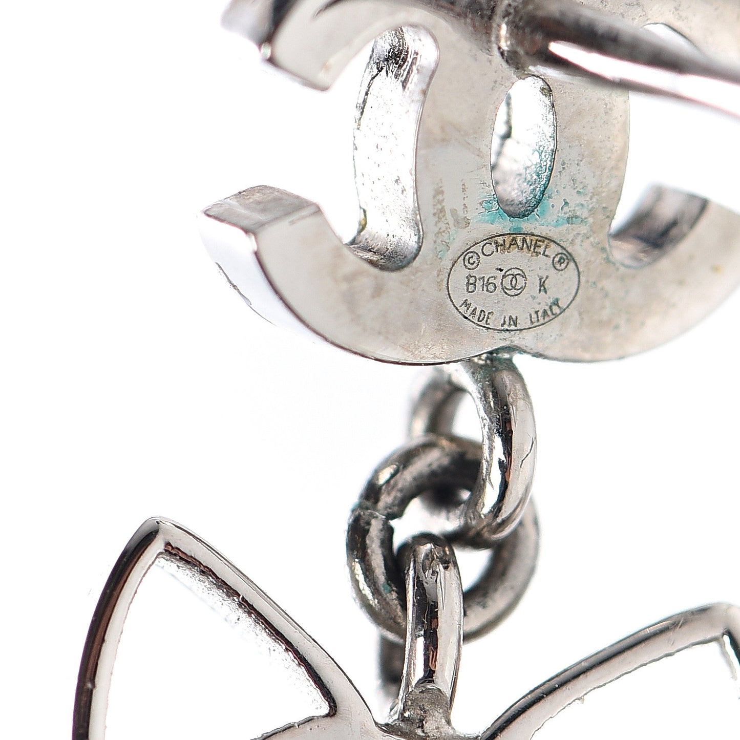 Crystal Emoji Choupette Cat CC Earrings Silver