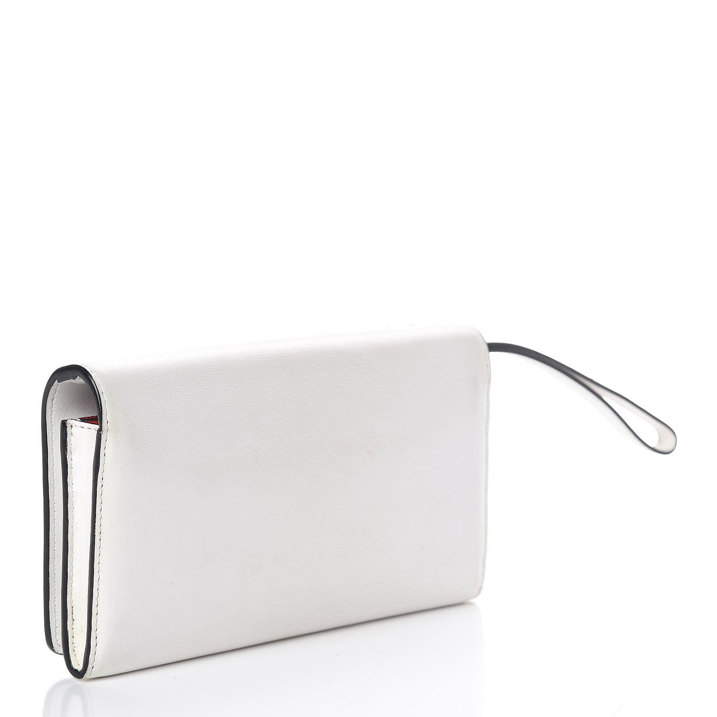 Calfskin Macaron Spiked Flap Wallet White