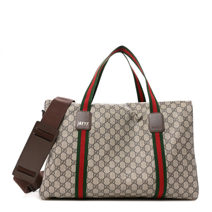 Gucci GG Supreme Monogram Web Medium Duffle Bag Brown 1 of 9