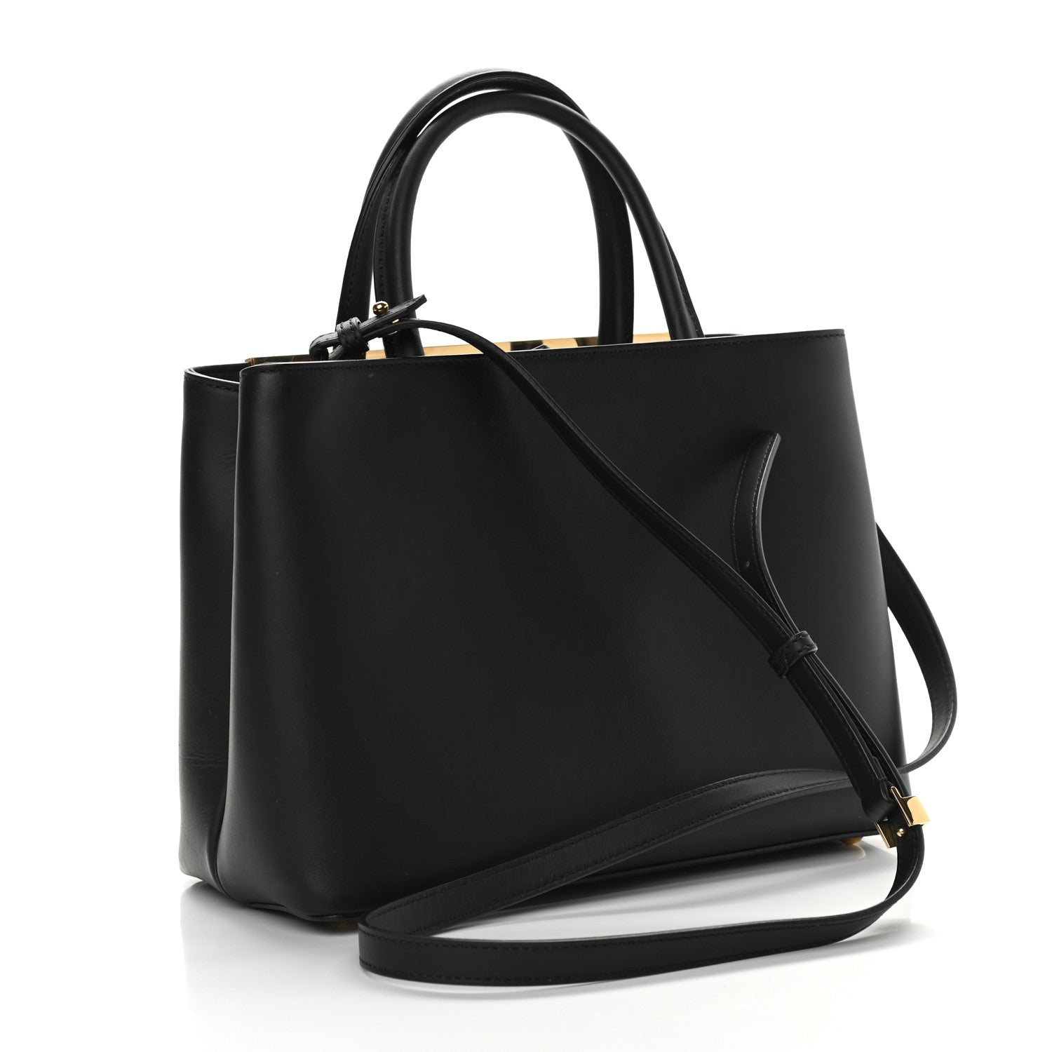 Fendi Vitello Century Metal Monster Eyes Petite 2Jours Tote Black 3 of 8