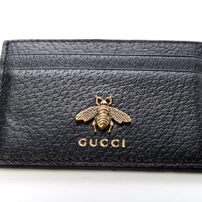 Gucci Pebbled Calfskin Animalier Card Holder Black 6 of 7