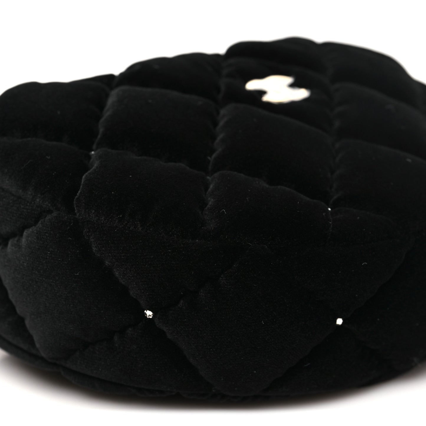 Velvet Diamanté Quilted Pocket Pouch Hobo Black