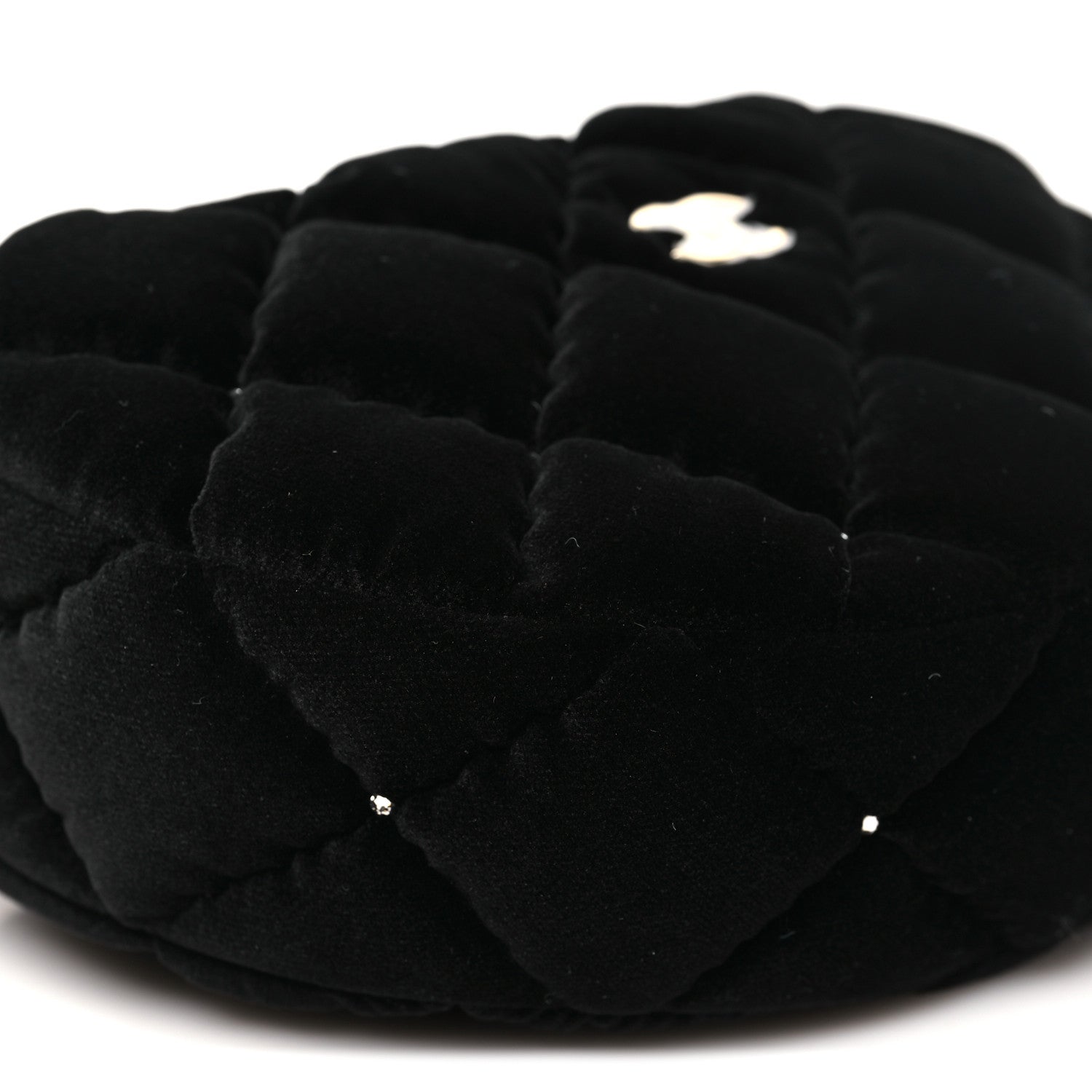 Chanel Velvet Diamanté Quilted Pocket Pouch Hobo Black 9 of 12
