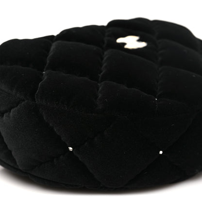 Chanel Velvet Diamanté Quilted Pocket Pouch Hobo Black 9 of 12