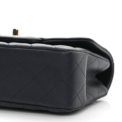Chanel Lambskin Quilted Mini Top Handle Rectangular Flap Navy Blue 10 of 11