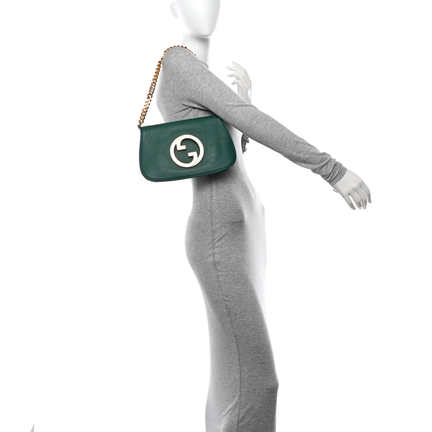 Roxy Calfskin Blondie Chain Shoulder Flap Bag Emerald