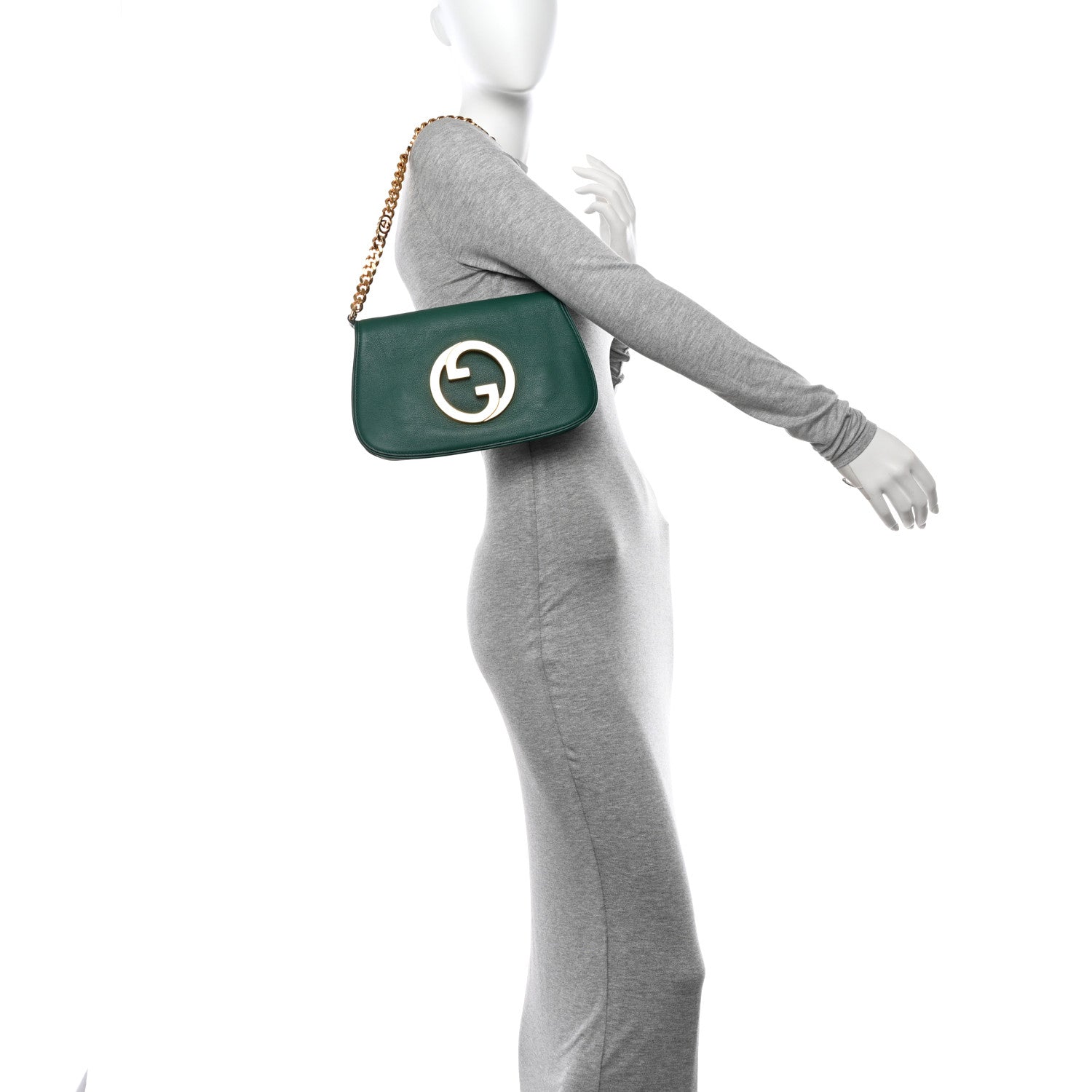 Gucci Roxy Calfskin Blondie Chain Shoulder Flap Bag Emerald 2 of 12