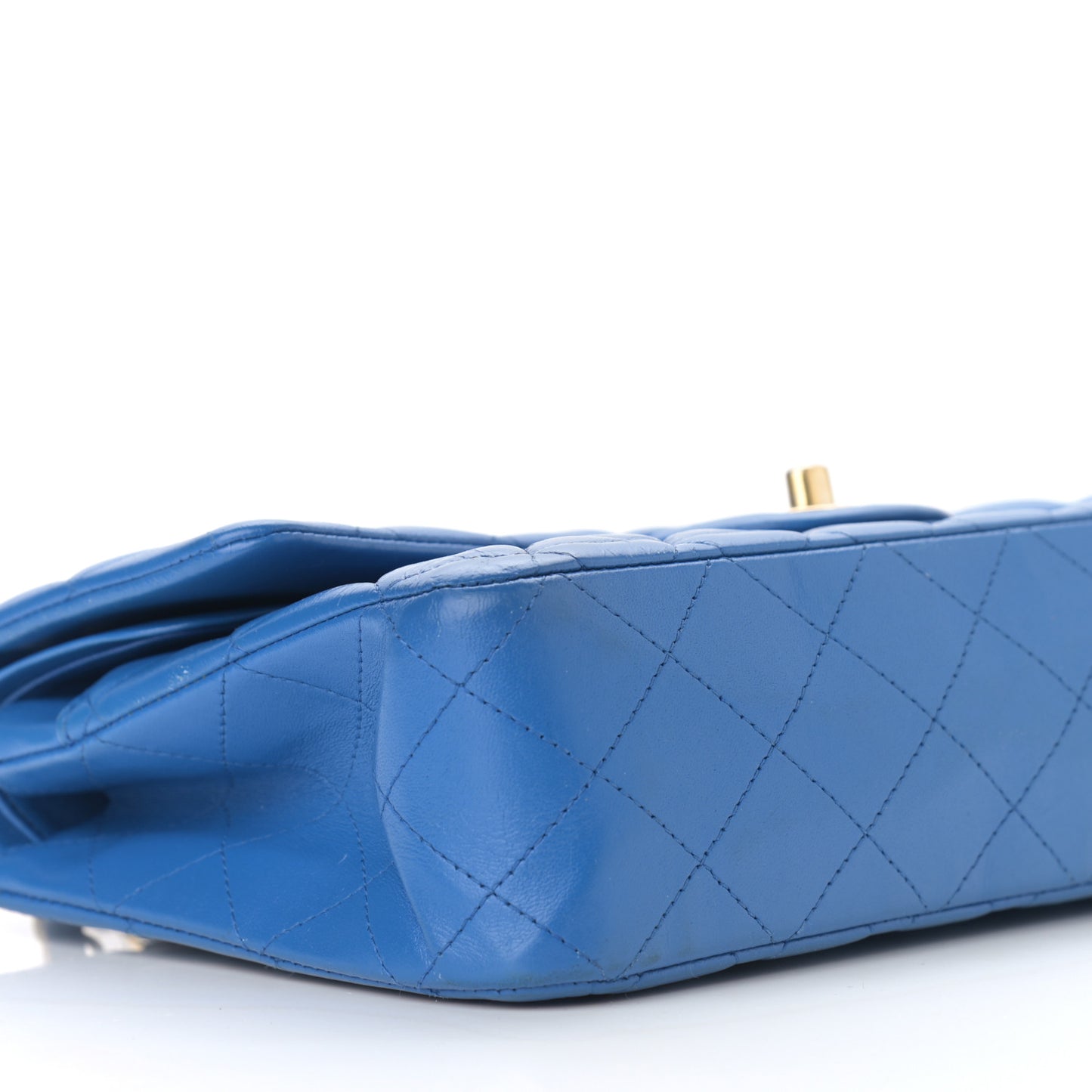 Lambskin Quilted Medium Double Flap Blue