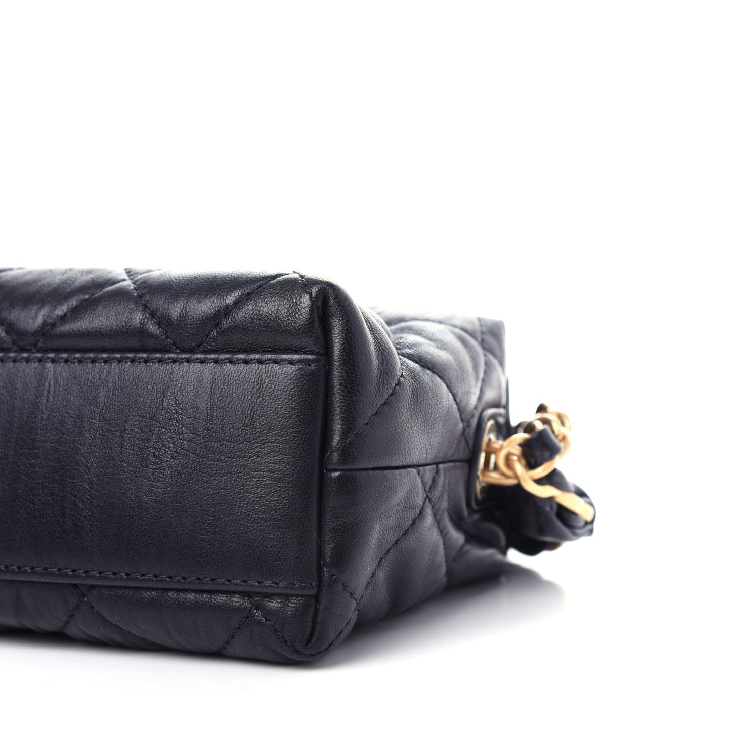 Crumpled Lambskin Quilted Small CC Links Shoulder Bag Black