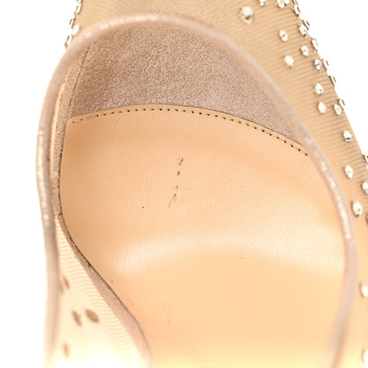 Christian Louboutin Suede Silk Crystal Strass Follies 100 Pumps 37.5 Light Silk 9 of 10