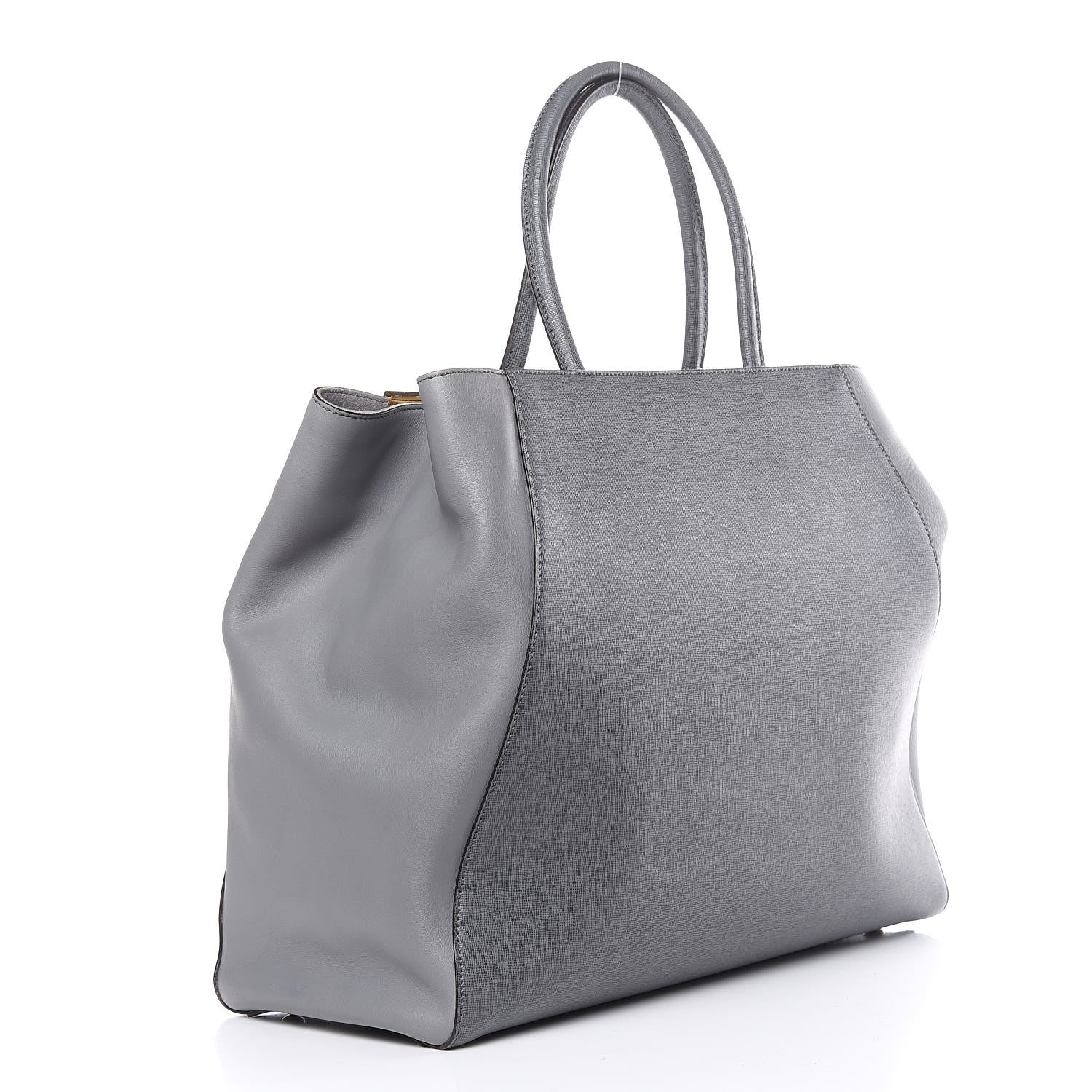 Fendi Vitello Elite Large 2Jours Tote Grigio Grigio Chiaro 3 of 15