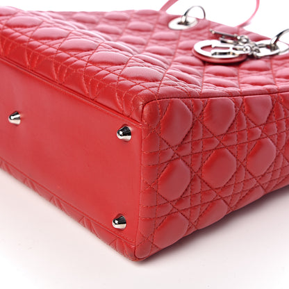 Christian Dior Lambskin Cannage Large Lady Dior Red 9 of 11
