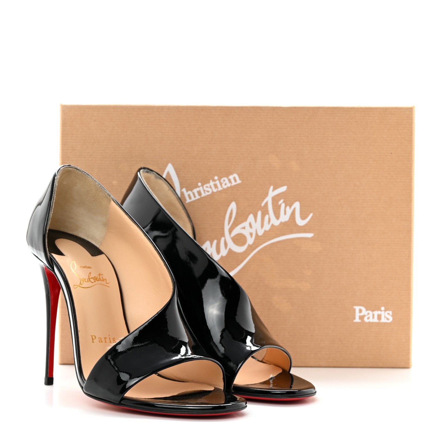 Christian Louboutin Patent Phoebe Asymmetric 100 Pumps 37 Black 10 of 10