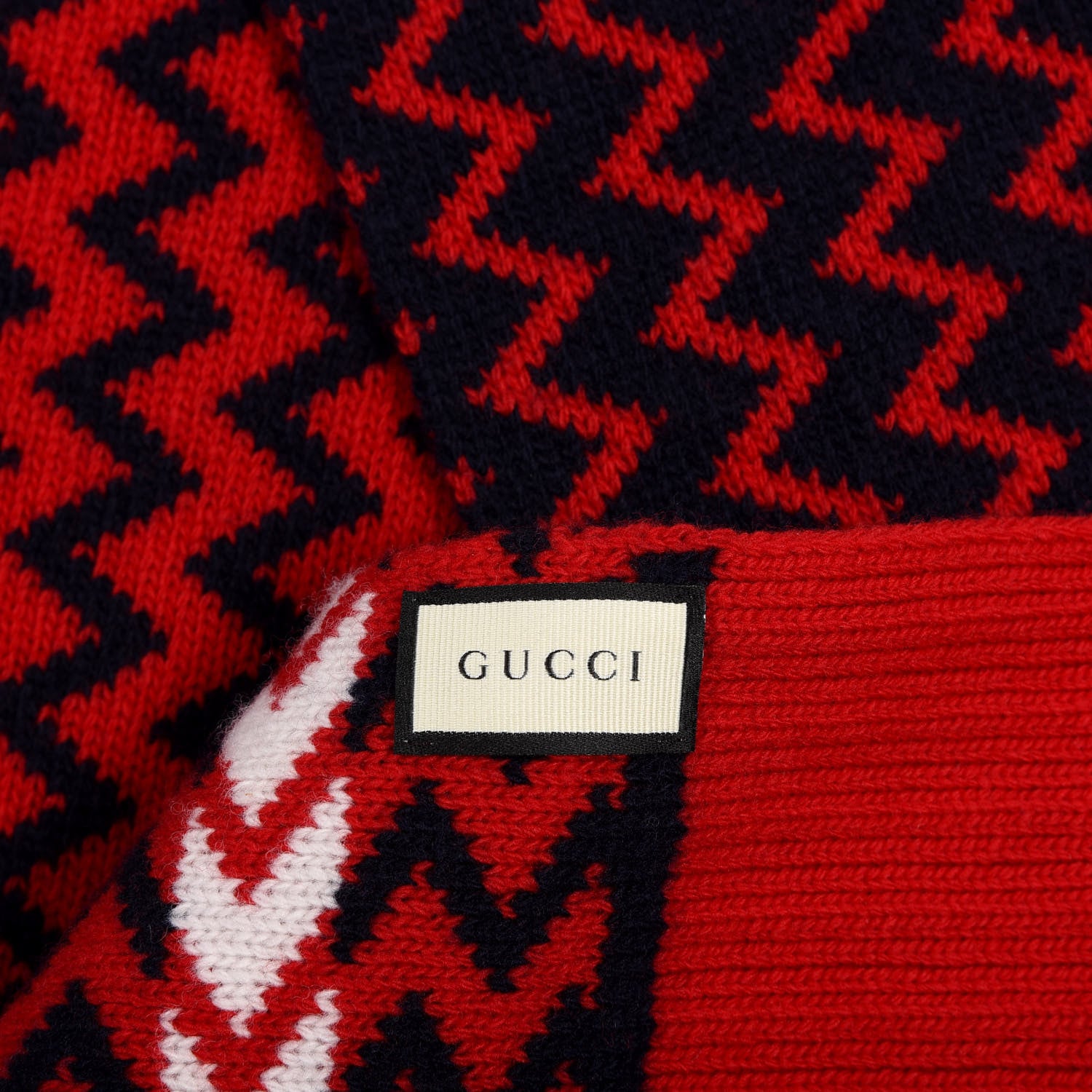 Gucci Wool Zigzag Scarf White Red Blue 4 of 4