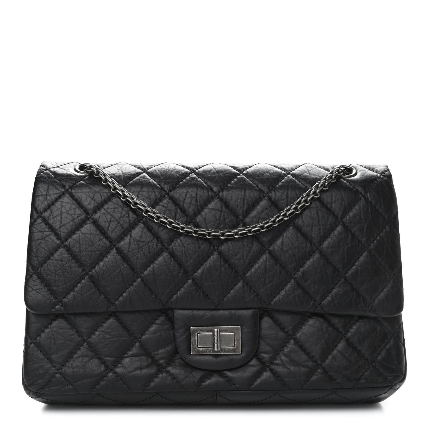 Aged Calfskin Quilted 2.55 Reissue 226 Flap Black