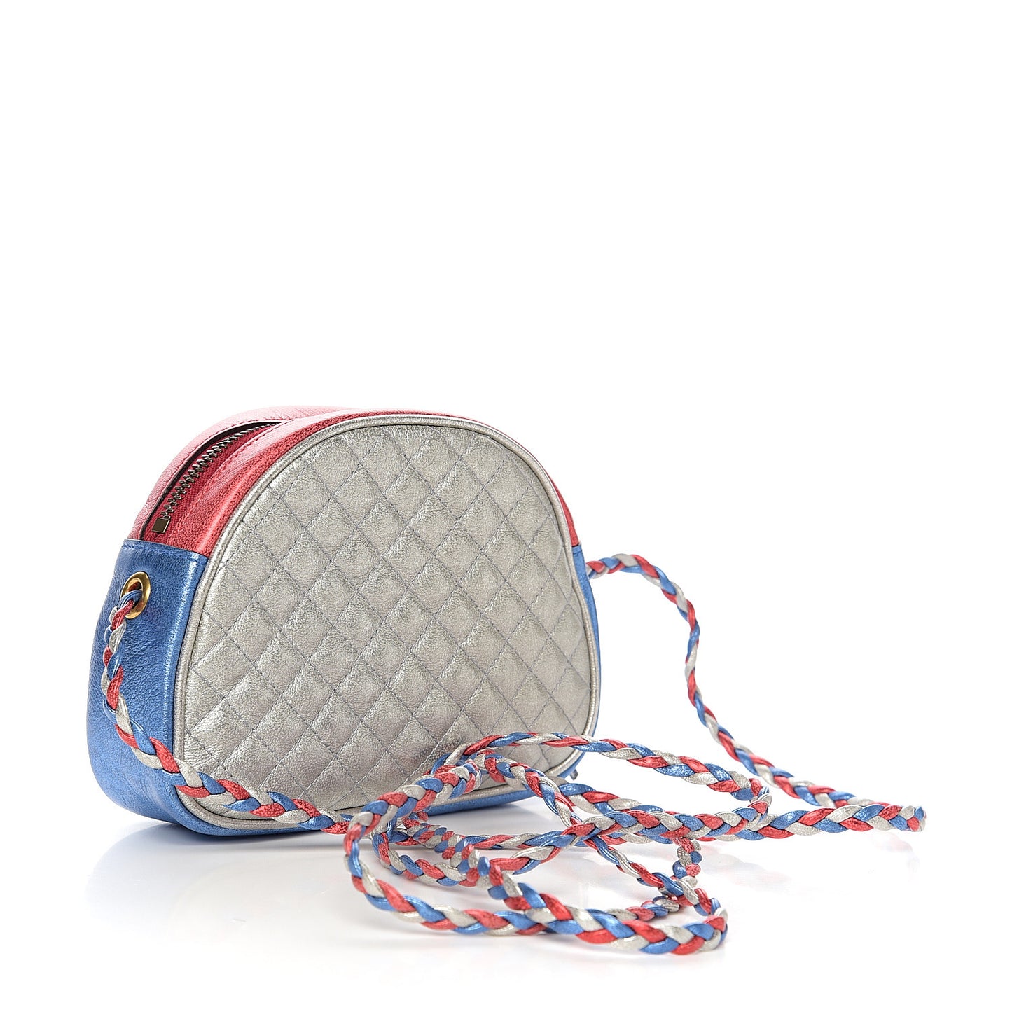 Laminated Nappa Trapuntata Mini Zumi Dome Shoulder Bag Rosso Marine Argento