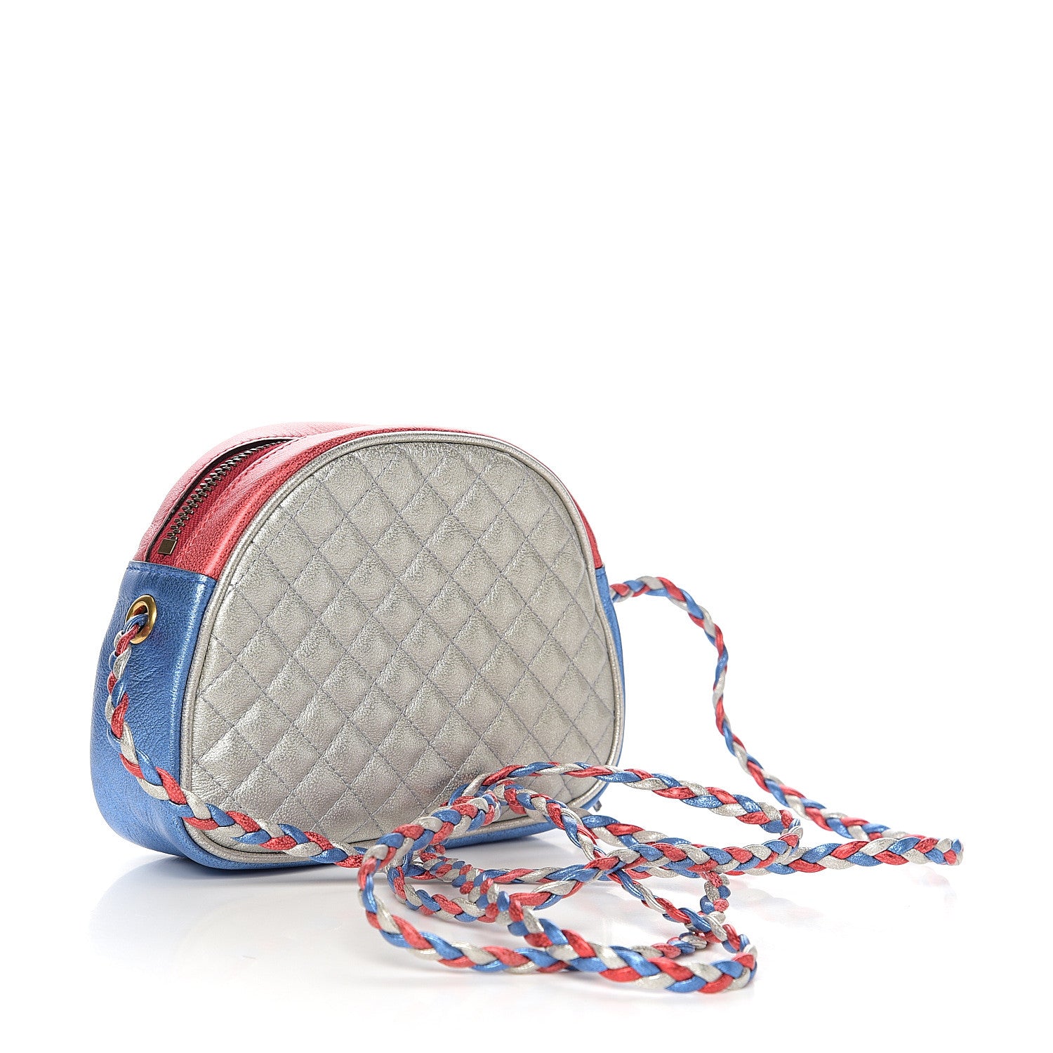 Gucci Laminated Nappa Trapuntata Mini Zumi Dome Shoulder Bag Rosso Marine Argento 2 of 8