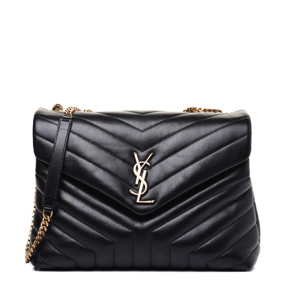 Saint Laurent Calfskin Y Quilted Monogram Medium Loulou Chain Satchel Black 1 of 19