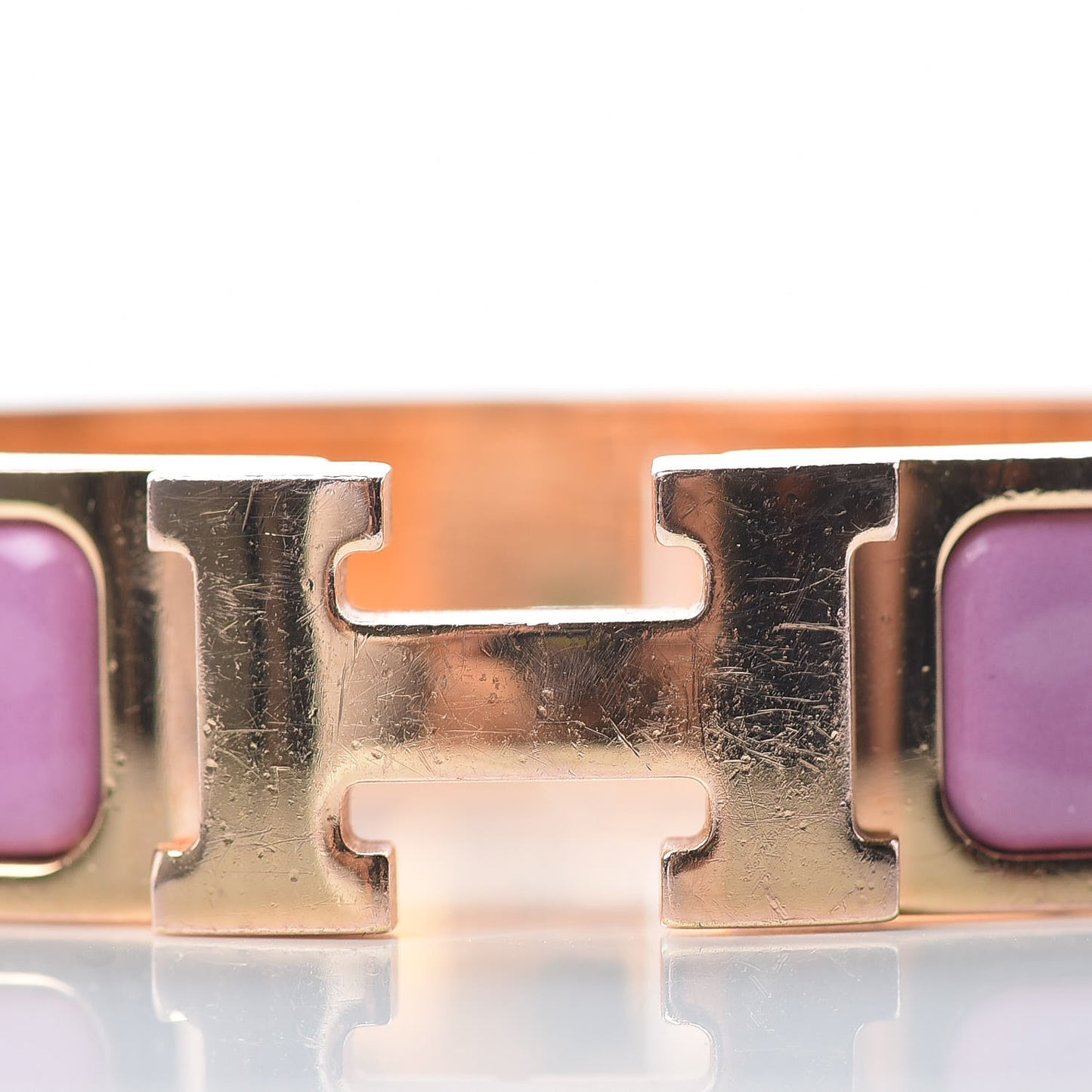 Enamel Narrow Clic Clac H Bracelet PM Rose Velours