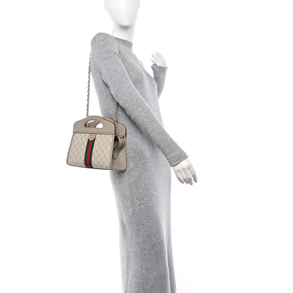 Gucci GG Supreme Monogram Textured Dollar Calfskin Web Small Ophidia Slip Handle Tote Beige Mystic White Oatmeal 2 of 11