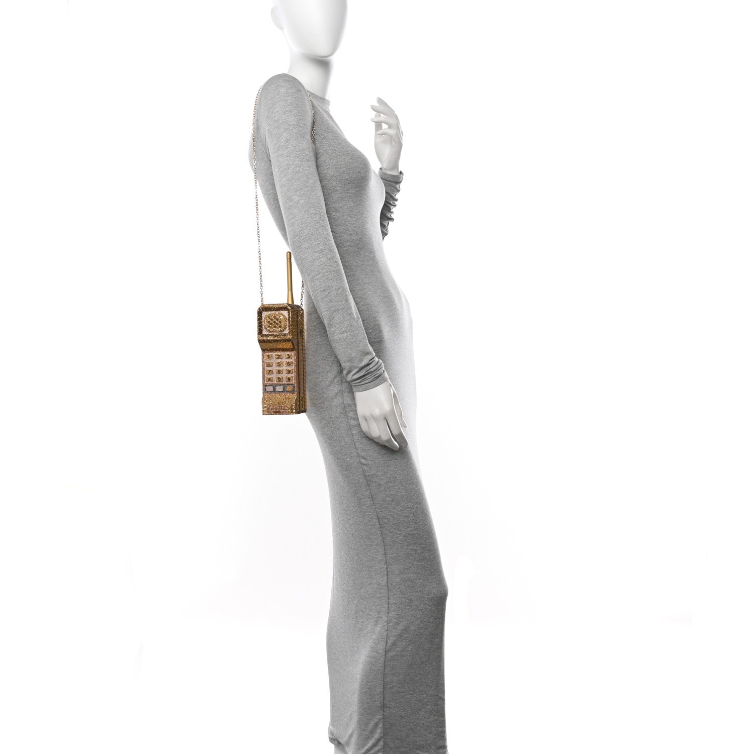 Judith Leiber Austrian Crystal Call Me Brick Phone Minaudiere Clutch Multicolor Gold 2 of 11