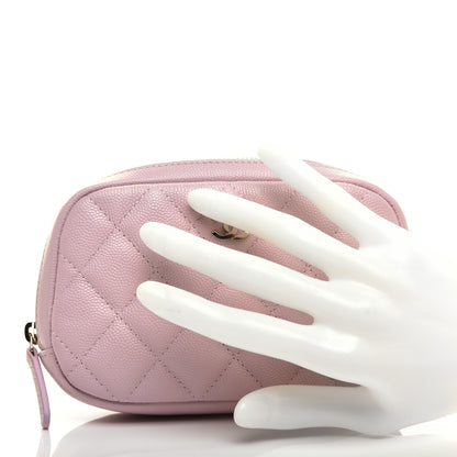 Chanel Caviar Quilted Small Curvy Pouch Cosmetic Case Light Pink 2 of 8