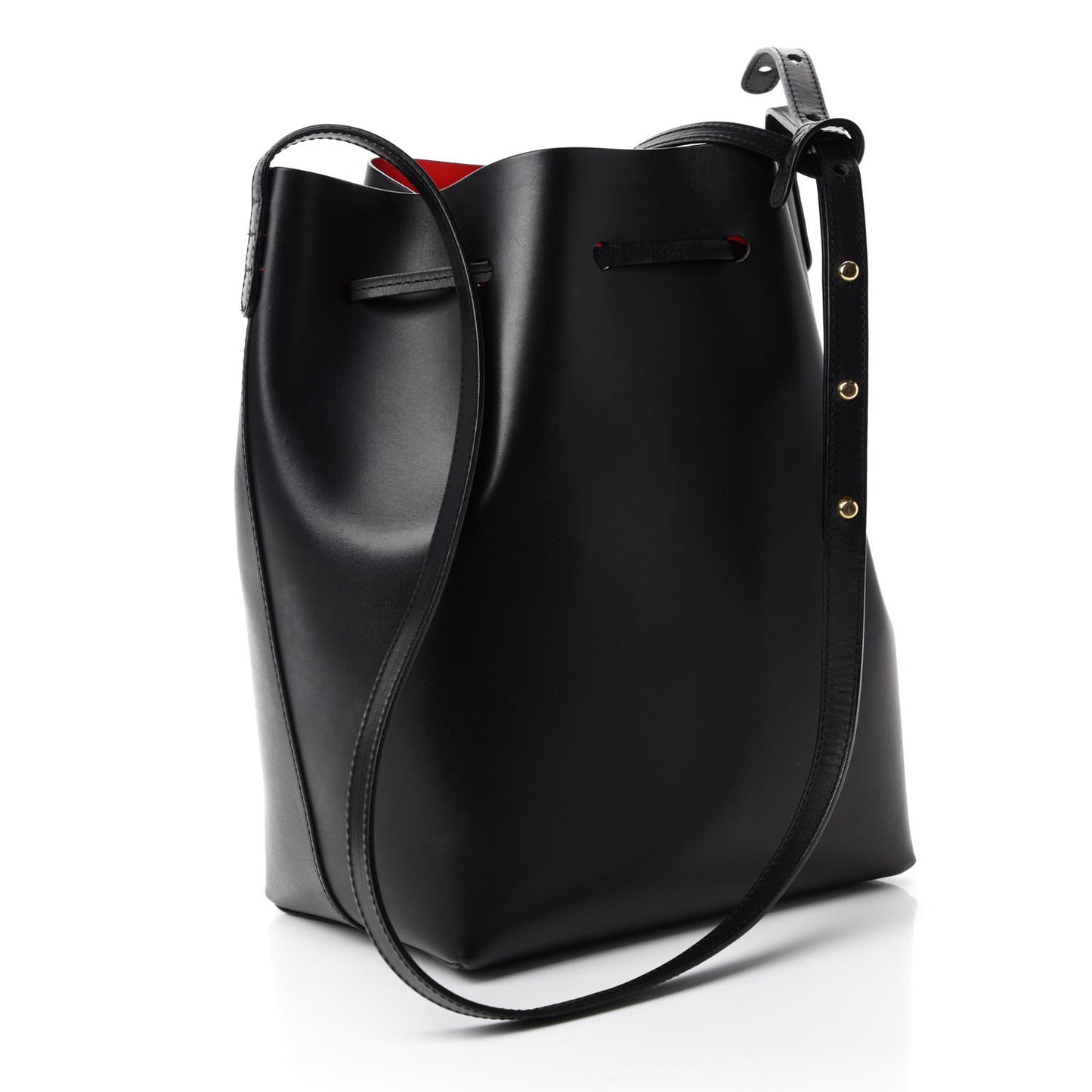Vegetable Tanned Calfskin Bucket Bag Black Flamma
