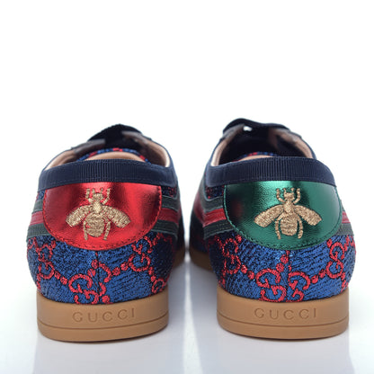 Gucci Lurex Calfskin Web GG Monogram Womens Falacer Sneakers 36 Iridescent Blue Iridescent Red Silver 7 of 13