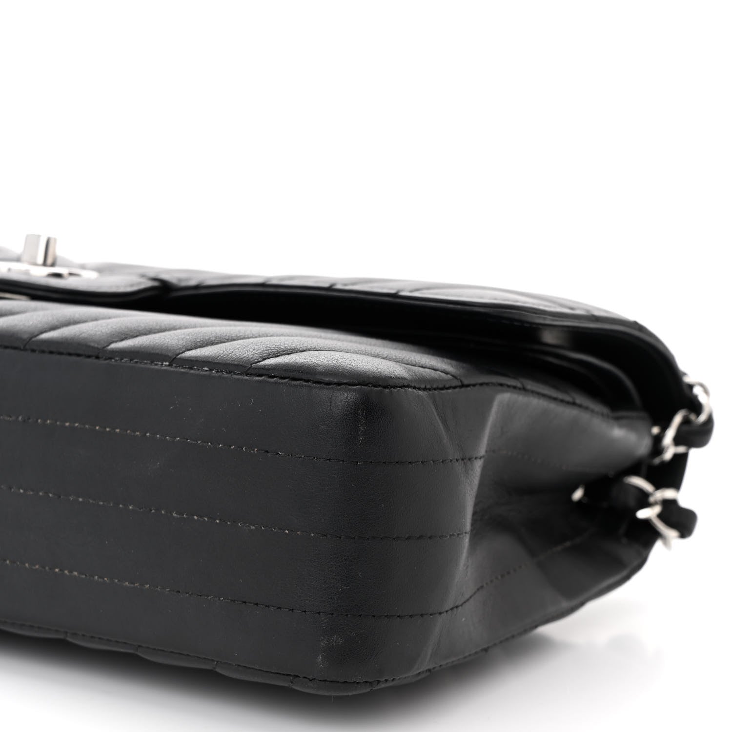 Chanel Lambskin Chevron Quilted Medium Double Flap Black 10 of 10