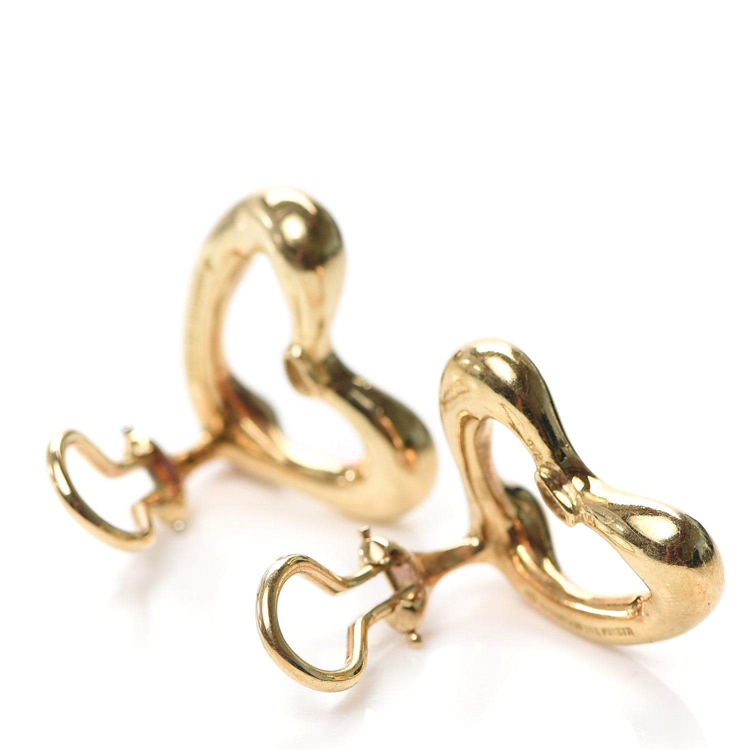 Tiffany 18K Yellow Gold 21mm Elsa Peretti Open Heart Clip-On Earrings 3 of 4