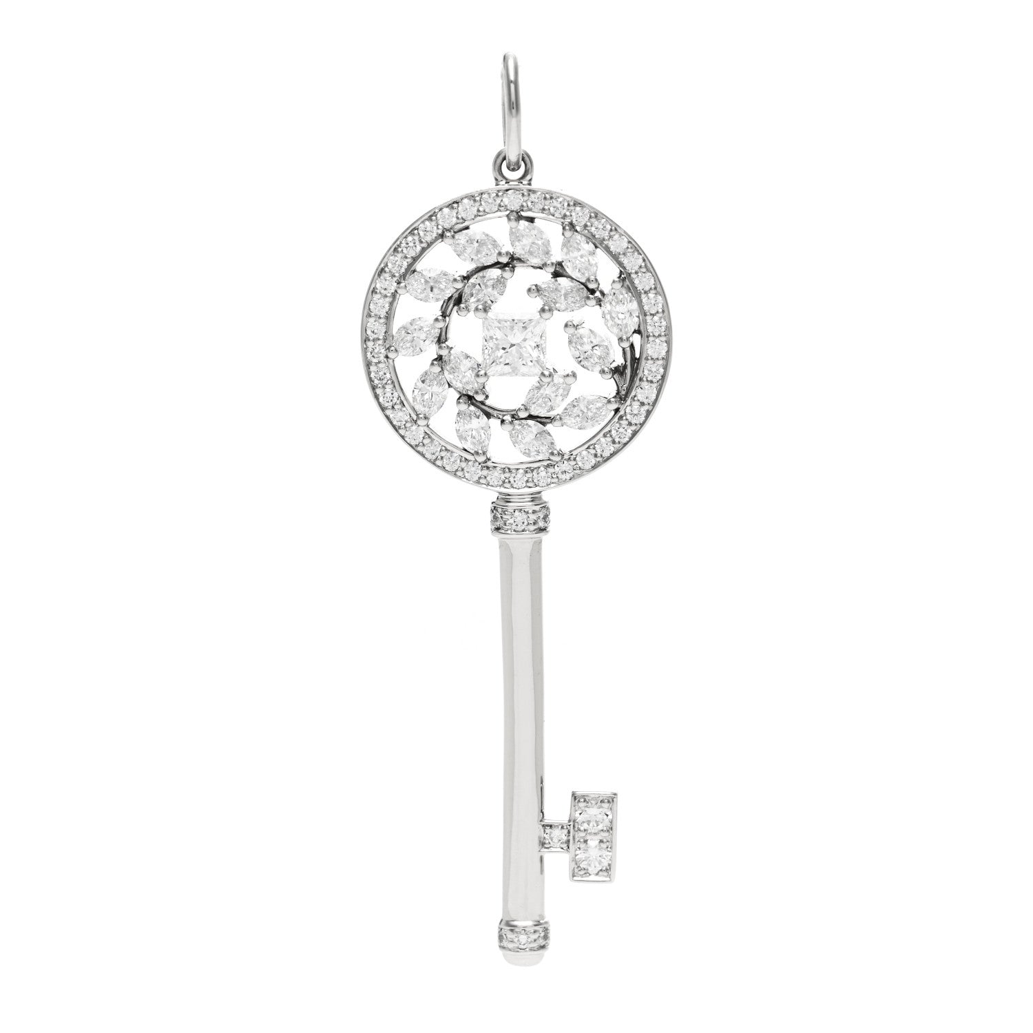 Tiffany Platinum Diamond Victoria Vine Key Pendant 1 of 5
